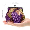 thumbnail image 2 of Grape Premium Microfiber Coin Purse with Stylish Zinc Alloy Clasp - 4.3x4.7 Inches in Size - Women's Wallet and Card Holder for Accessories, 2 of 7