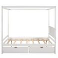 thumbnail image 4 of Canopy Bed Frame with 2 Drawers, Full Size Platform Bed, Wooden Canopy Bed with Headboard and 3 Center Supported Legs, Noise Free, No Box Spring Needed, White, 4 of 7