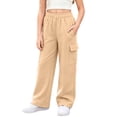 thumbnail image 3 of Busydd Girls Cargo Sweatpants 5-15 Years Solid Color Multi Pocket Casual Pants Comfy Solid Color Elastic Waist Teen Girls Athletic Pants 5-6 Years, 3 of 10
