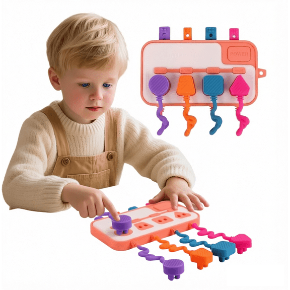 Busy Board Plug Playset for Toddlers 1-3,Sensory Toys for Kids with Autism, Fine Motor Learning Board with Cards & Suction Cups, Travel Activity for Car & Home