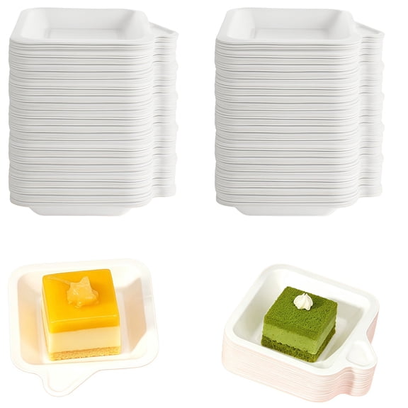 50 Pack Disposable Paper Plates, TGY 4 inch Small Cake Plates, Square Dessert Appetizer Plates for Dessert Cake Party Snack
