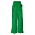 thumbnail image 4 of High Waisted Pants for Women Button Lace up Straight Wide Leg Pants Casual Comfy Summer Lounge Trousers Green, 4 of 6