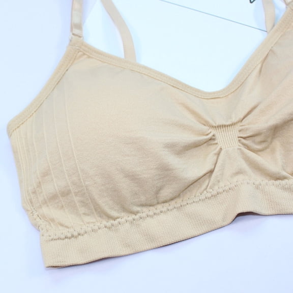 FONDOTIN Yoga Bras Beige High Impact for Sports Comfortable and Breathable