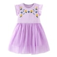 thumbnail image 6 of WRKEKC Girls Summer Dress Ruffle Sleeve Crew Neck Floral Embroidered Mesh Dress Casual Sweet Style for Girls 2-8 Years, 6 of 9