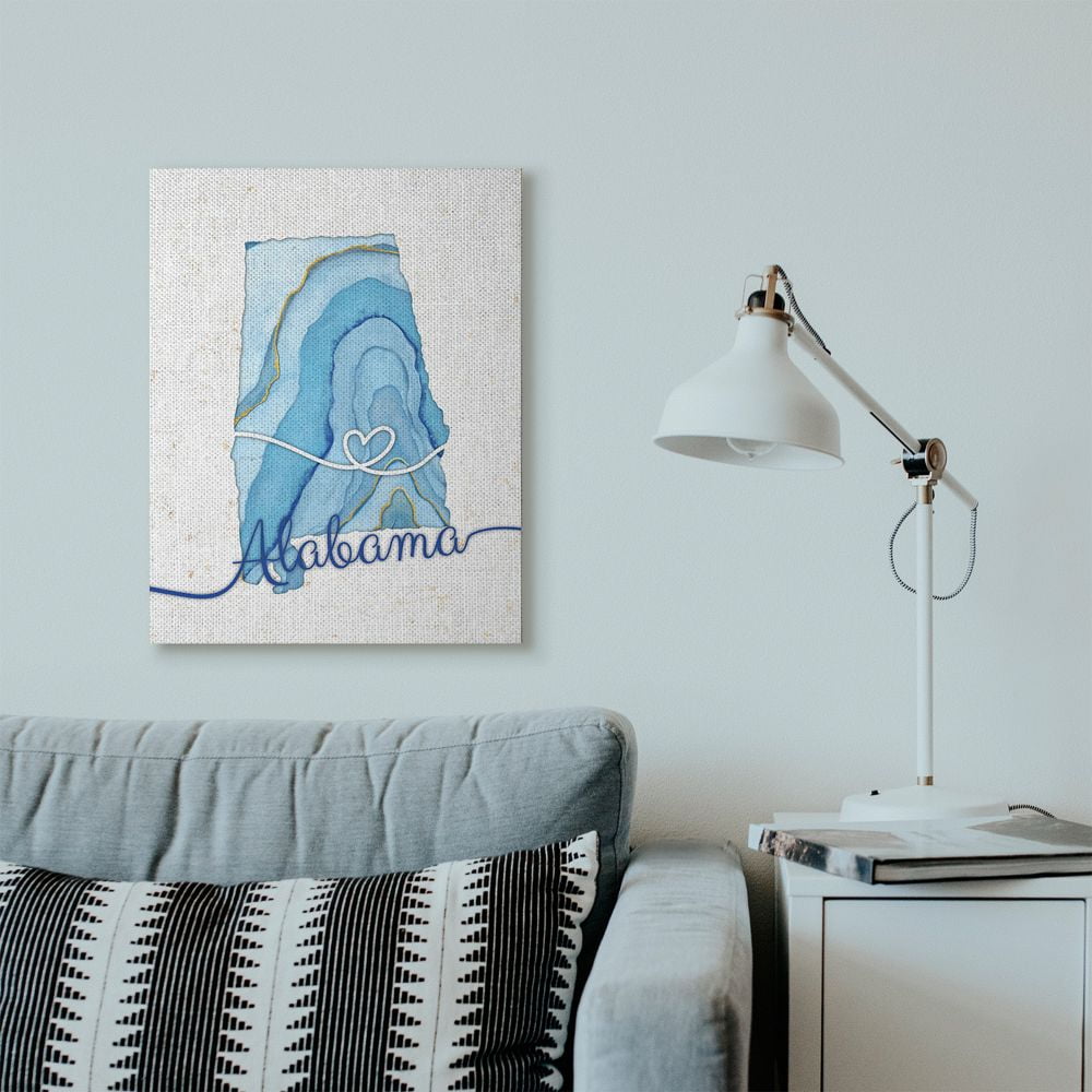Stupell Industries Alabama Agate Blue US State Design Canvas Wall Art by Ziwei Li