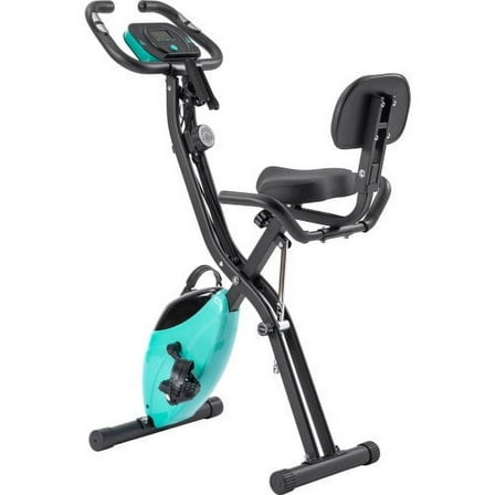 Folding Exercise Bike - 16-Level Magnetic Resistance Upright/Recumbent X-Bike with Backrest & Arm Bands, Compact Cardio Machine for Home Gym