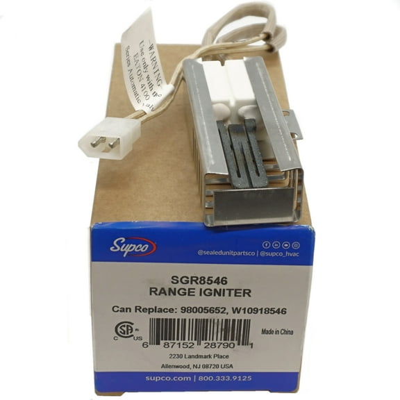 Supco Oven Range Igniter for Whirlpool, AP6037202, PS11770066, W10918546