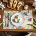 thumbnail image 5 of Easter Eggs Placemats Set of 8, Spring Yellow Pink Floral Leaves Beige Background Heat Insulated Linen Place Mats, Washable Stain-Proof Table Mats for Dining Tables Holiday Decor 13x19 Inches, 5 of 9