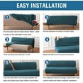 thumbnail image 5 of Armless Futon Cover Stretch Sofa Bed Slipcover Protector Elastic Feature Rich Textured High Spandex Small Checks Jacquard Fabric Futon Cover, Machine Washable, Navy Blue, 5 of 6