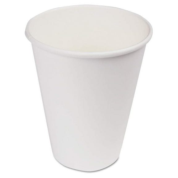 WHT12HCUP Paper Hot Cups, 12 oz, White, 1000/Carton