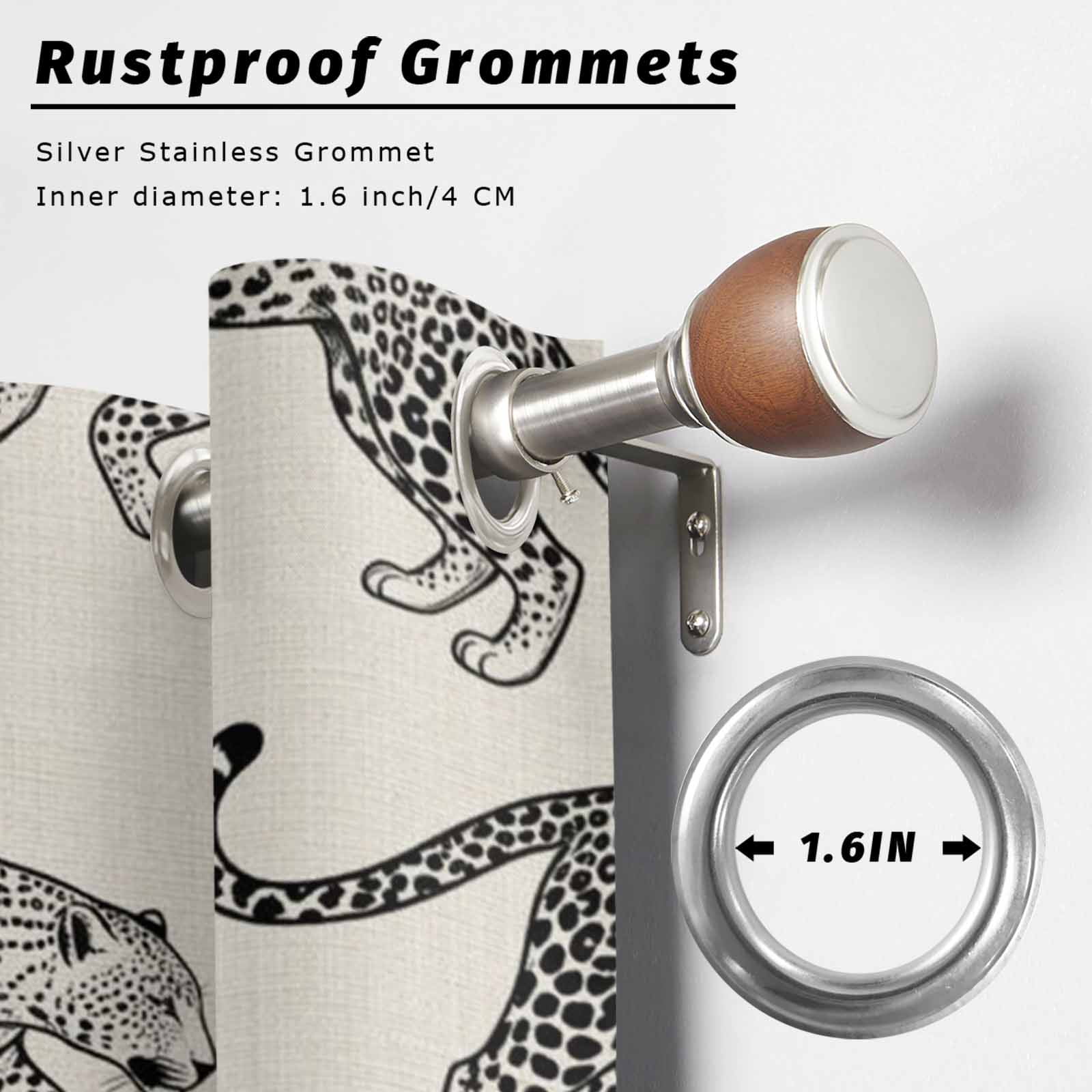 Modern Leopard Outdoor Curtains for Patio, Wildlife Jungle Style Animals Linen Texture Sunshade Privacy Drapes Grommet Waterproof Outside Curtains for Porch/Cabana/Balcony 54"x 108", 1 Panel
