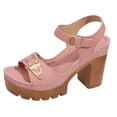 thumbnail image 2 of Viluyesy Womens Block Heeled Sandals, Open Toe Adjustable Strap Slingback Fashion Dressy Platform Shoes Pink US6, 2 of 9