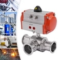thumbnail image 4 of Dwellnix USA 3 Way 304 Stainless Steel Ball Valve 2 Pneumatic Sanitary Ball Valve Clamp, 4 of 6