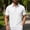 White, variant on Men's Summer Linen Polo Shirt, Short Sleeve Buttoned Collared Top with Chest Pocket for Beach and Casual Outings Light Blue
