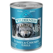 Blue Buffalo Wilderness High Protein Grain Free, Natural Adult Wet Dog Food, Turkey & Chicken Grill 12.5-oz can (pack of 12)