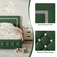 thumbnail image 3 of 4 EVER WINNER Twin Bed Frame, Upholstered Platform Bed Frame with Headboard and Footboard, Twin Size Bed Frame, Diamond Headboard and Footboard Design, Green, 3 of 7