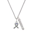 thumbnail image 1 of Delight Jewelry Silvertone Scroll Ribbon with Lavender Crystal Silvertone Guardian Angel Bar Charm Necklace, 23", 1 of 4