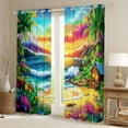 thumbnail image 2 of Erosebridal Tropical Floral Curtains Pack of 2 (42Wx63L),Ocean Wave Beach 30%-50% Black Out Curtains,Botanical Decor, 2 of 5