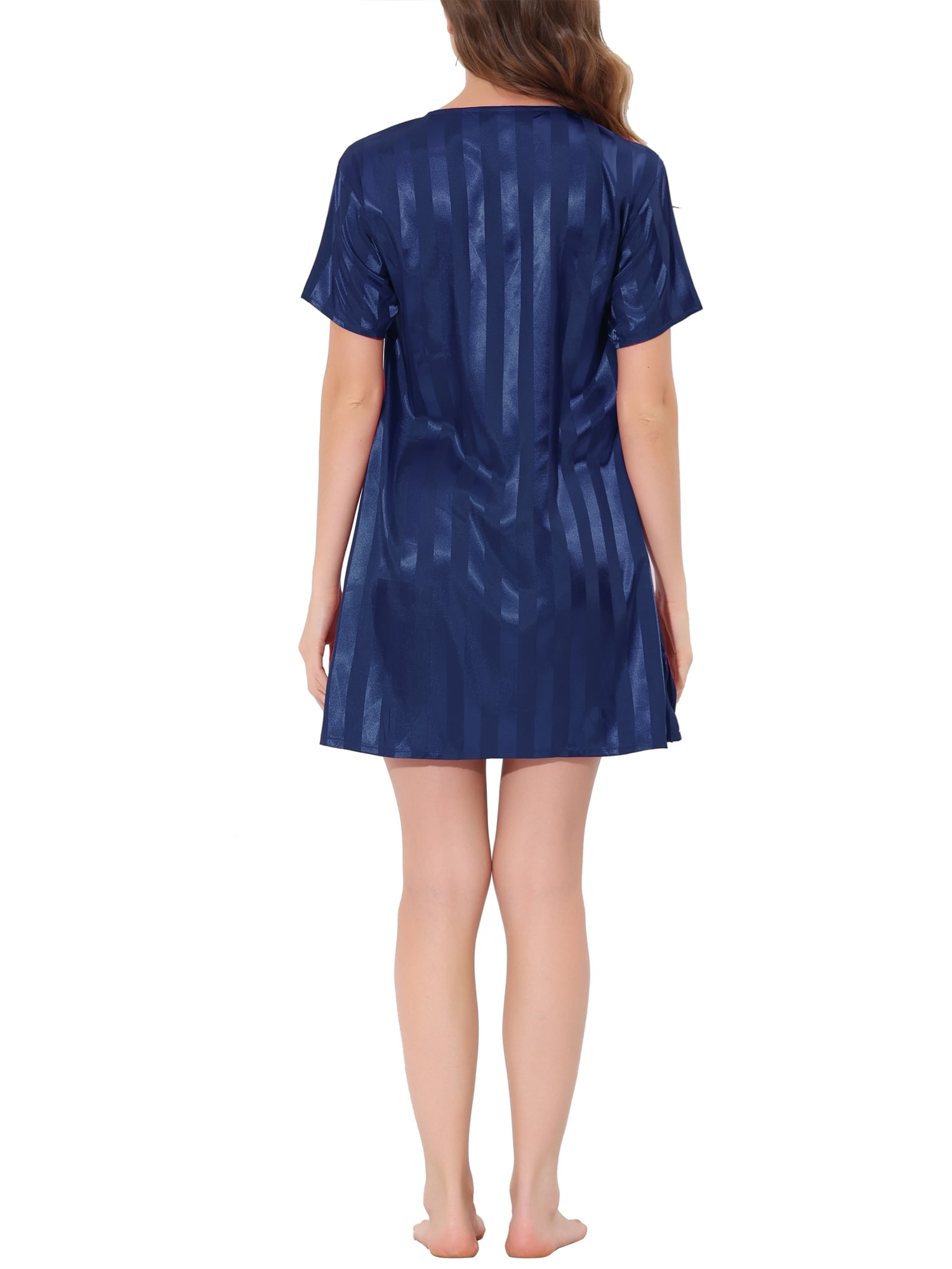 Unique Bargains Women's Pajamas Satin Dress Nightshirt Lounge Sleepwear Nightgown