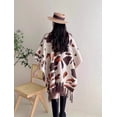 thumbnail image 3 of Women's Shawl Wrap with Tassel Open Front Retro Poncho Cape for Fall Winter (Beige), 3 of 6