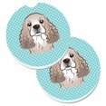 thumbnail image 1 of Juego de 2 posavasos para coche Caroline's Treasures Tablero de ajedrez Blue Cocker Spaniel BB1154CARC multicolor, 1 of 1