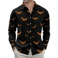 thumbnail image 2 of Domuza Mens Button Down Long Sleeve Shirt Halloween Funny Horror Print Relaxed Fit T Shirts Lightweight Casual Collared Dress Shirts for Halloween Party Black L, 2 of 7