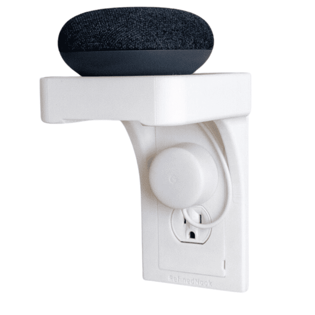 Iris Floating Shelf – Space-Saving Wall Mounted Outlet Shelf with Built-In Cord Management | Modern Small Shelf for Smart Devices & Home Organization