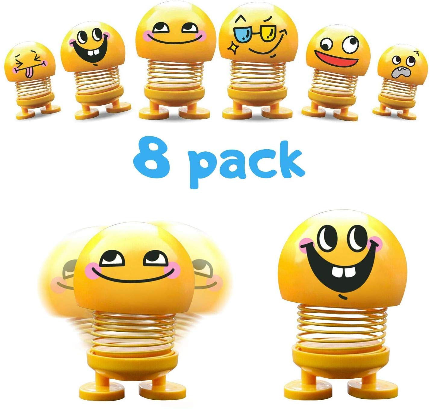 Emoji Shaking Head Dolls,Spring Dancing Toys for Car Dashboard,Home Decor-Pack 3 