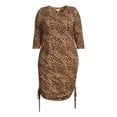 thumbnail image 2 of Terra & Sky Women's Ruched Knit Midi Dress with Side Ties, Sizes 0X-5X, 2 of 4