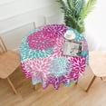 thumbnail image 2 of Dahlia Flower Round Tablecloth 60 Inch Pink Teal Blue Floral Circular Table Cloth Spring Dahlia Pinnata Blooming Table Cover for Dining Kitchen Parties Wedding, 2 of 6