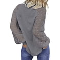thumbnail image 2 of Sonducket Blusa de manga larga de encaje para mujer Camiseta de color sólido con cuello de encaje Prendas para la parte del cuerpo Gris XXL, 2 of 6