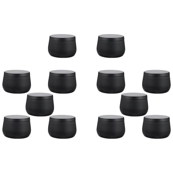 QIFULL Black Tinplate Candy Jar for Airtight Storage of Tea and Jewelry 12Pcs