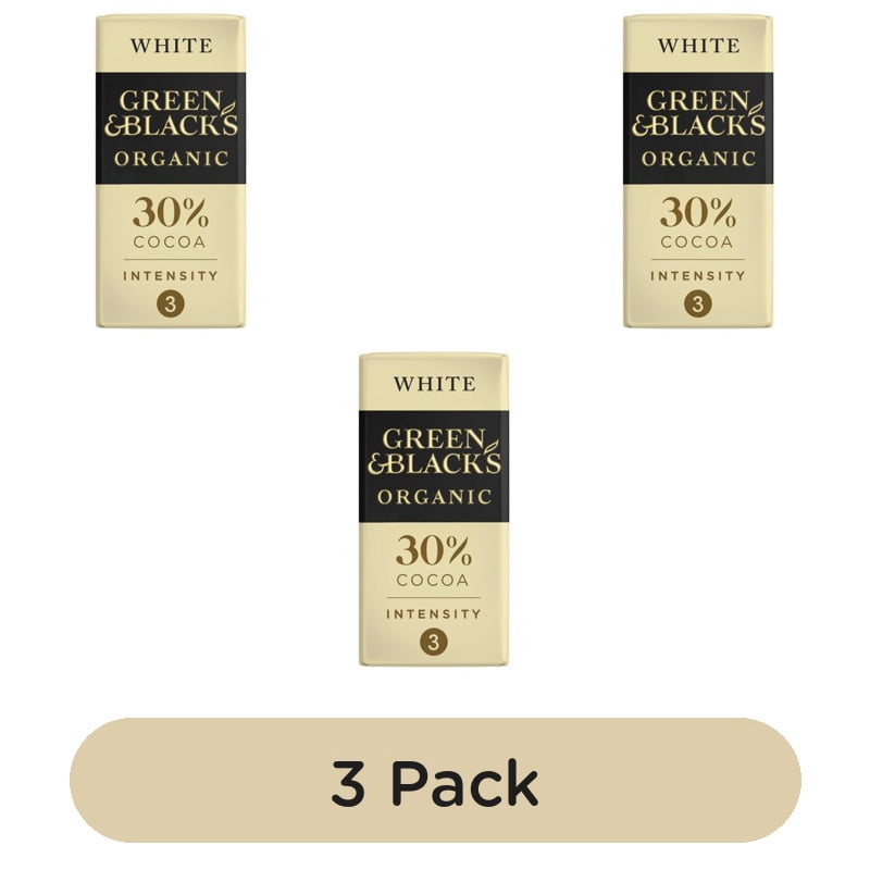 Green & Black's Organic White Chocolate Bar 90g, British Import (Pack of 3)