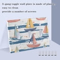 thumbnail image 3 of Yayeee Toggle Light Switch Wall Plate 3-Gang 6.37"x4.48" Decorative Outlet Cover, White Hand Drawn Sailboats, 3 of 7