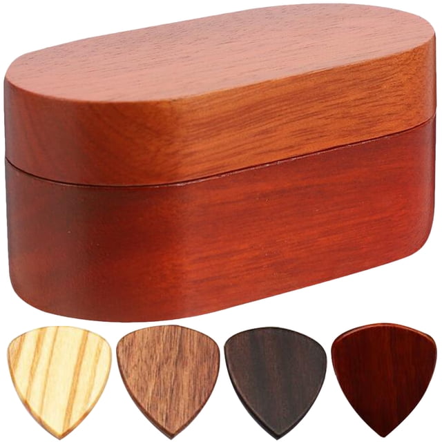 ELAYARD 1Set Guitar Picks Case Storage Organizer with Assorted Color Wood Picks and Practical Holder