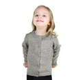 thumbnail image 4 of OUSITAID Little Girls Cute Crew Neck Long Sleeve Button-Down Solid Cotton Fine Knit Cardigan Sweaters, 4 of 7
