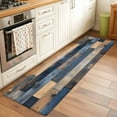 thumbnail image 3 of Navy Blue Brown Wood Runner Rug 2x6 FT, Non Slip Hallway Rugs, Farmhouse Vintage Wooden Washable Soft Floor Carpet Non-Shedding Throw Runner Carpet Long Rug for Entryway Kitchen Bedside Sliding Door, 3 of 8