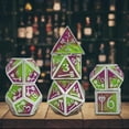 thumbnail image 3 of 7x Dados Poliédricos De Metal D20 D12 D10 D8 D6 D4, Para Regalos De Entretenimiento Verde Claro Púrpura Sunnimix Dados poliédricos huecos, 3 of 8