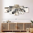 thumbnail image 2 of Elephant Stock Necklace Of Feathers Iii Wall Art - Horizontal Multi Panel Canvas - Living Room Wall Decor - Our America Multi Panel - Brown And Gray Decor By Eva Watts - 55" x 24", 2 of 4