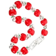 ONAPARTER Apple Bracelet Creative Personality Oil-Drip Fruit Niche Design (Red Silver) Decor Charm Apples for Women Cute Miss