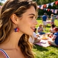 thumbnail image 6 of 4th of July Patriotic Glitter Earrings for Women, Red White Blue Star Shape Teardrop Dangle Earrings, Independence Day Jewelry for Celebration Gift, 6 of 7