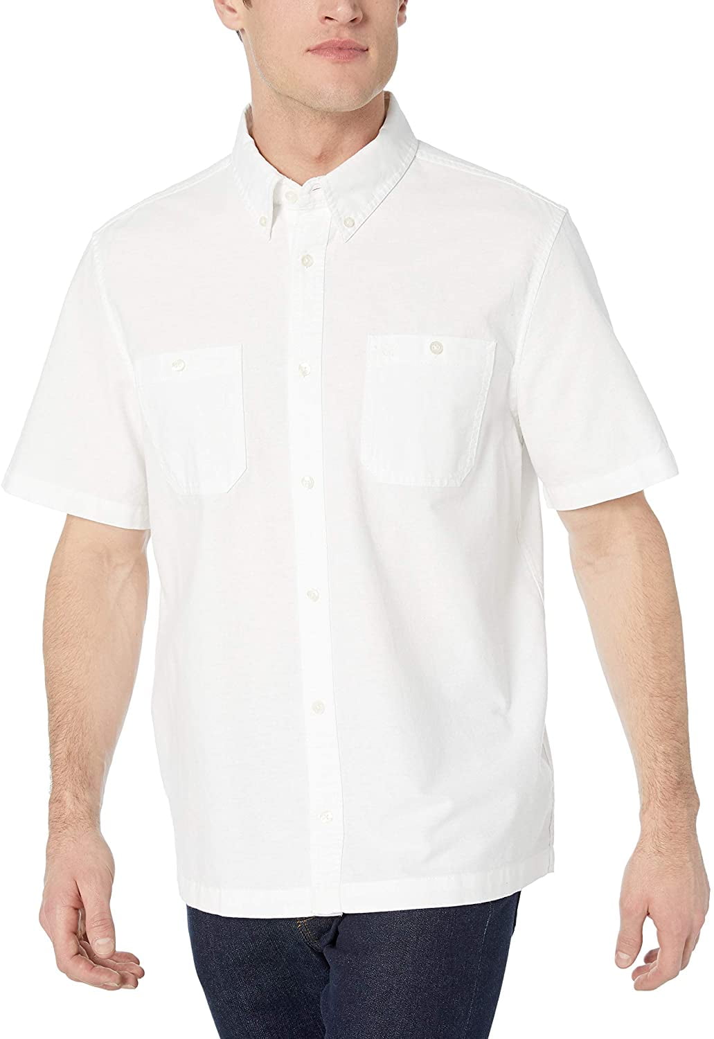 Calvin Klein Men's Short Sleeve Oxford Button Down Shirt, Brilliant ...