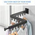 thumbnail image 2 of Gpoty Folding Clothes Airer Wall Mounted Telescopic Folding Hanger Clothing Rack Telescopic Hanger Rod Wall Hangers For Clothes For Laundry Bedroom Indoor Outdoor (3 sections), 2 of 7