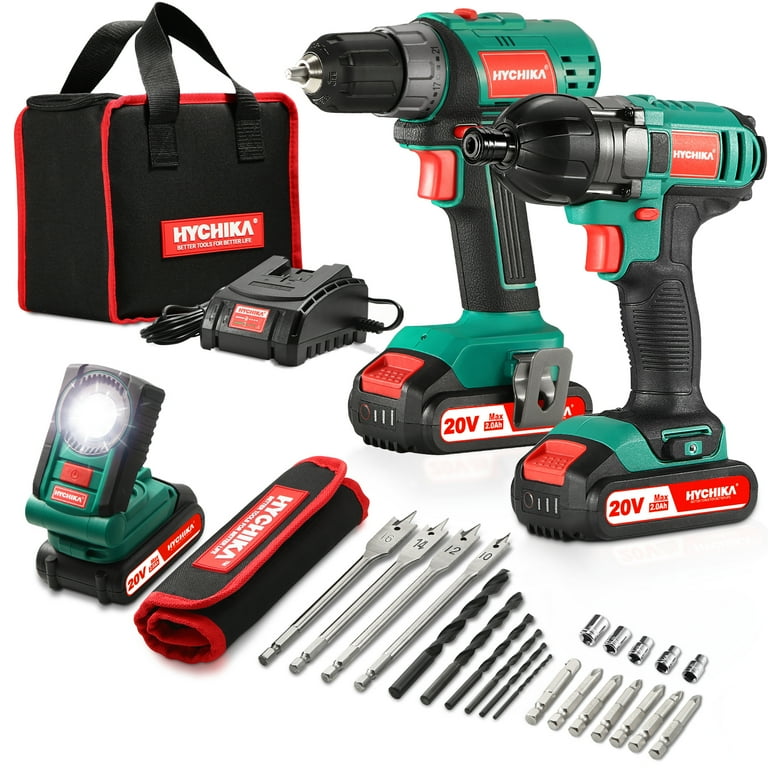 HYCHIKA 20V Cordless Drill Driver and Impact Driver set Drill