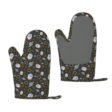 

Zufioo Cosmic Print Silicone Anti-Scalding Gloves Kitchen Hanging Rope Gloves Kitchen Utensils Suitable for Barbecue Baking Cooking
