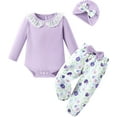 thumbnail image 2 of WESIDOM Baby Girl Clothes 0-24M Newborn Girls Outfits Lace Romper+Floral Pants+Cute Bow Hat Infant Babys 3Pcs Set, 2 of 14