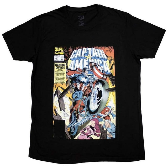 Marvel Comics T-Shirt Adulte Captain America Wheel Comic Cover