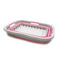 thumbnail image 2 of SAMMART Collapsible 3 Handled Plastic Laundry Basket Foldable Pop Up Storage Container Organizer Portable Washing Tub Space Saving Hamper Basket 3 handled rectangular Grey Pink, 2 of 2