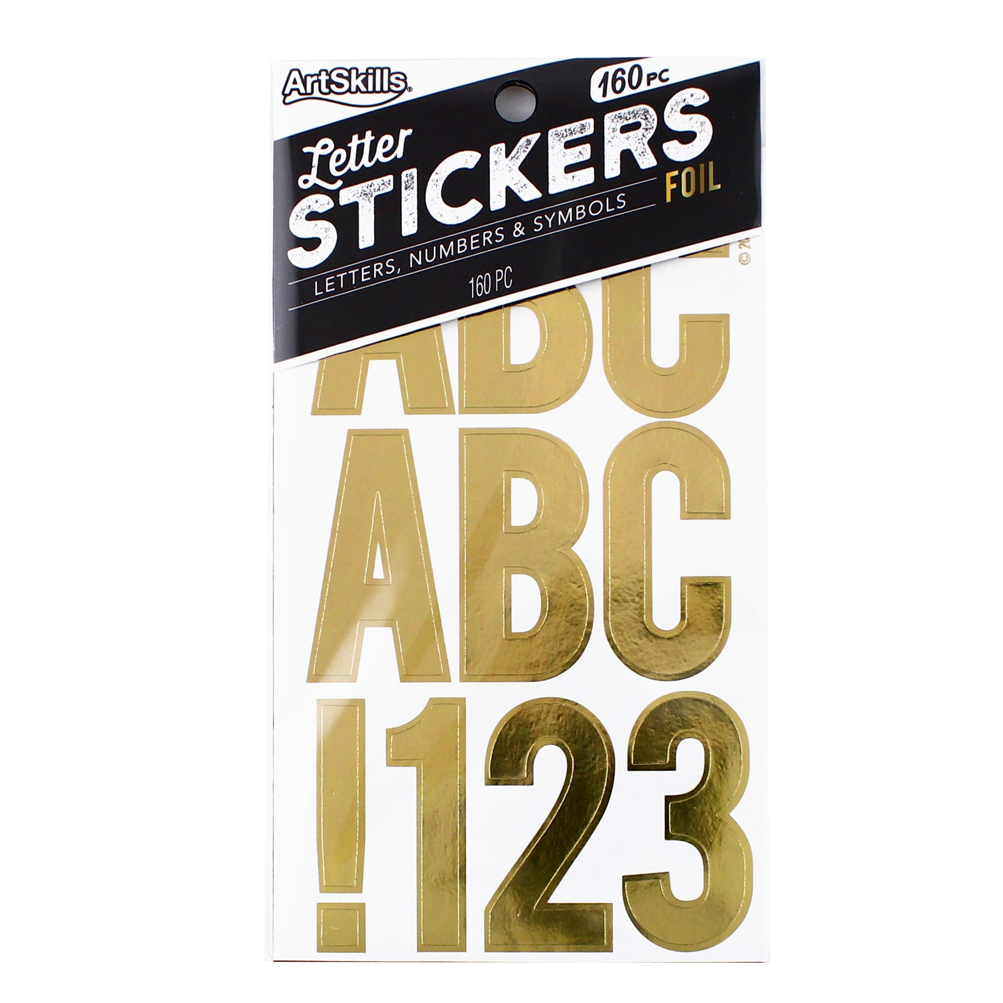 ArtSkills 2" Gold Foil Number and Letter Stickers for Crafts and School Projects, 160pc