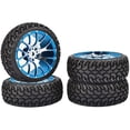 thumbnail image 3 of LINLIN 4PCS 1:10 Rally Car 75mm Grain Rubber Tyres Tires Aluminum Alloy Metal 7Y-Spokes Wheel Rims Compatible with 1/10 Sakura Traxxas Tamiya Kyosho RC On Road Racing Touring Car Parts, 3 of 7